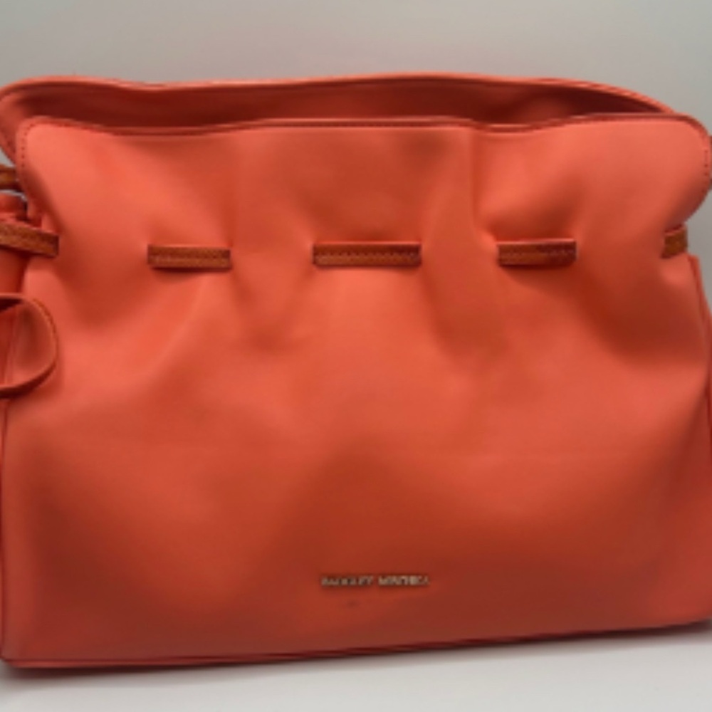 Badgley Mischka Orange Shoulder Bag with Ruched Design
